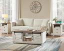 3-Piece Farmhouse Living Room Table Set with Sliding Barn Doors & Charging Station
