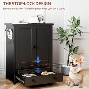 Metal Dog Feeding Station with Storage Cabinet and Elevated Bowls