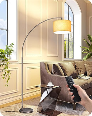 Modern Arc Floor Lamp with Remote & Dimmable Bulb