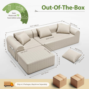 Modular L-Shaped Sectional Sofa with Ottoman