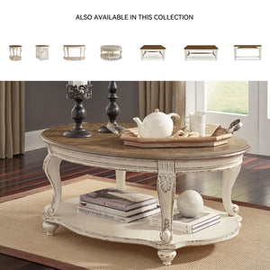 Round End Table – Cottage Style Side Table with Lower Shelf