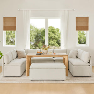 L-Shaped Corner Dining Bench with Storage & Back