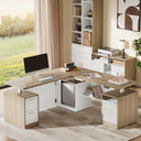 L-Shaped Electric Standing Desk with Storage & Privacy Panel