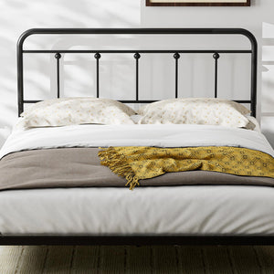 Queen Size Metal Farmhouse Headboard – Adjustable Height, Black