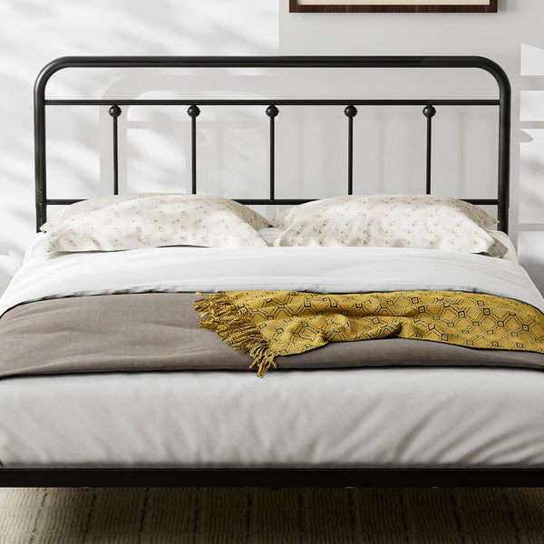 Queen Size Metal Farmhouse Headboard – Adjustable Height, Black