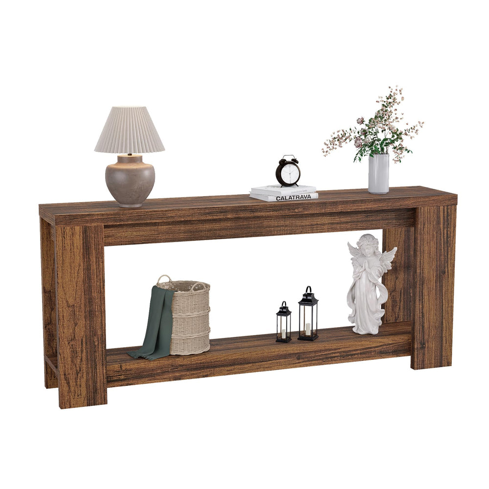70.9" Extra Long Console Table with Storage – 2-Tier Farmhouse Entryway Table