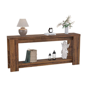 70.9" Extra Long Console Table with Storage – 2-Tier Farmhouse Entryway Table
