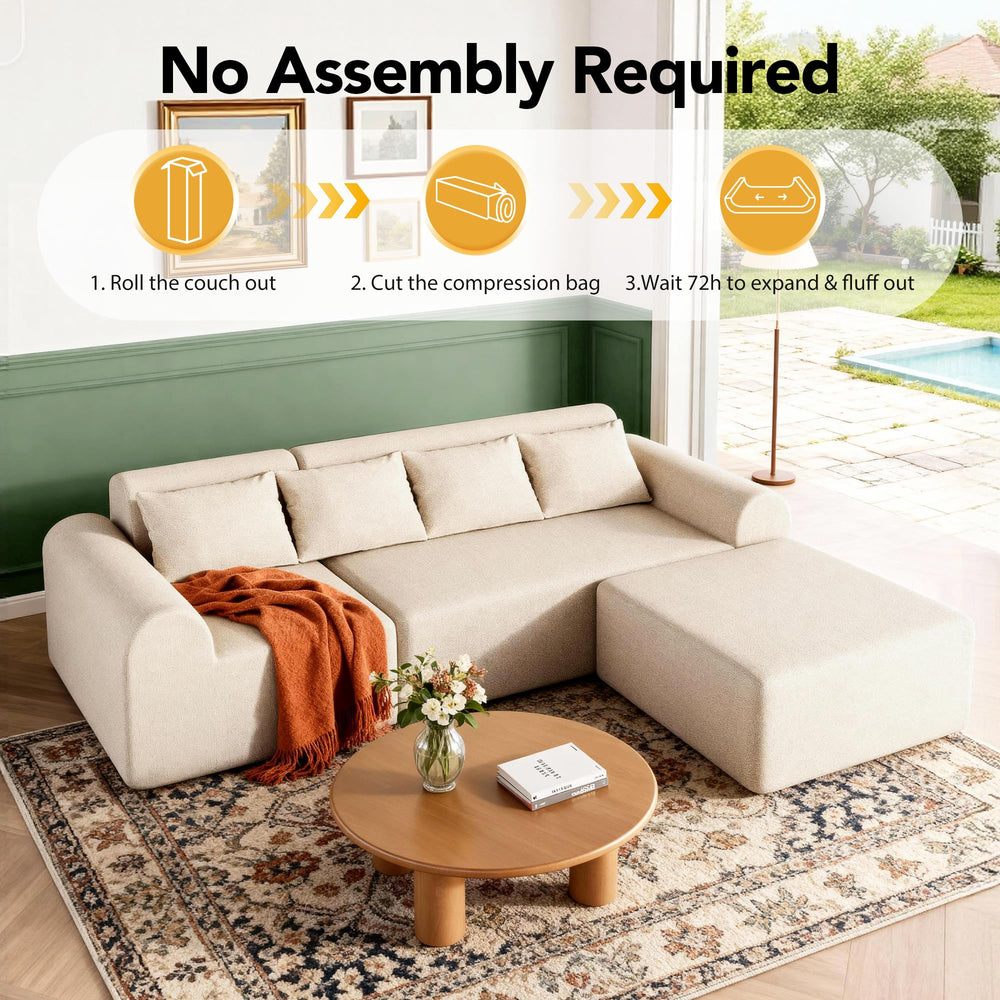 4-Piece L-Shaped Modular Sectional Sofa with Ottoman