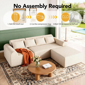 4-Piece L-Shaped Modular Sectional Sofa with Ottoman