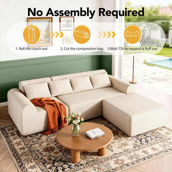 4-Piece L-Shaped Modular Sectional Sofa with Ottoman