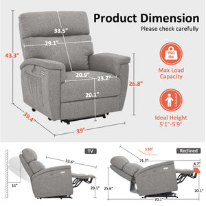 Power Lift Recliner Chair with Massage & Dual Heating