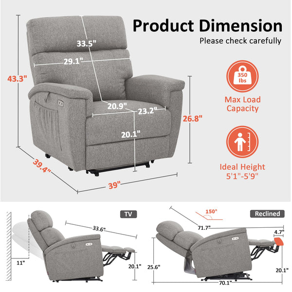 Power Lift Recliner Chair with Massage & Dual Heating