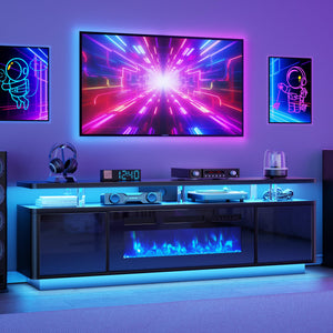 70" Electric Fireplace TV Stand with LED Lights