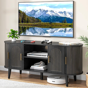 Fluted TV Stand with Drawers & Sliding Doors, Fits TVs up to 80"