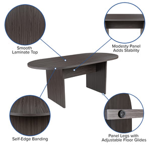 6-Piece Oval Conference Table Set with Executive Chairs