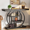 4-Tier Industrial Console Table with Circle Base