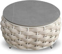 Round Woven Rope Outdoor Coffee Table with Sintered Stone Top