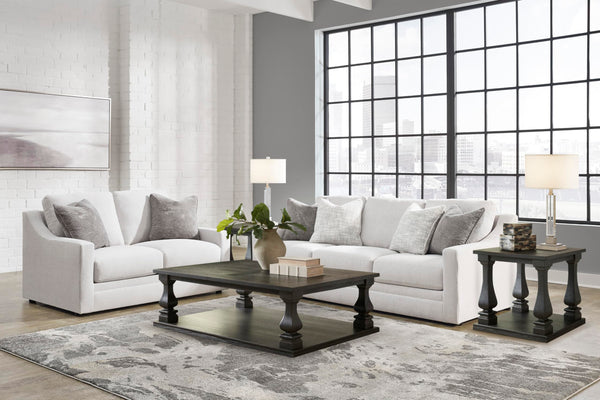 Contemporary Light Gray Loveseat with Accent Pillows