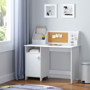 Kids Study Desk with Storage Hutch & Cabinet – Engineered Wood, Ages 3–8, White