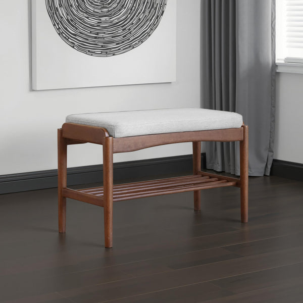 Black Walnut Shoe Bench with Cushion