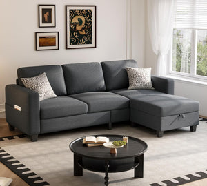 L-Shaped Sectional Sofa with Storage Ottoman