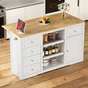 59-Inch Kitchen Island with Drop Leaf and Storage