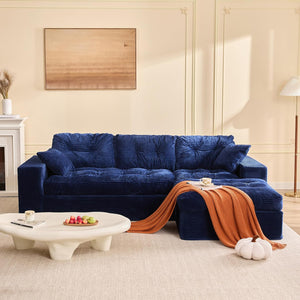 Modular L-Shaped Sectional Sofa with Ottoman – Corduroy Deep Seat, 102"