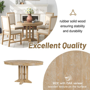 Expandable Round Dining Table with Removable Oval Leaf, Seats 6