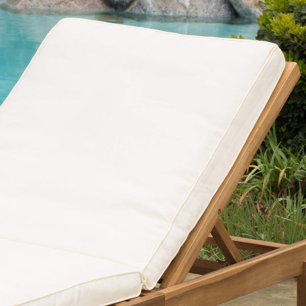 Acacia Wood Outdoor Chaise Lounge with Cushion