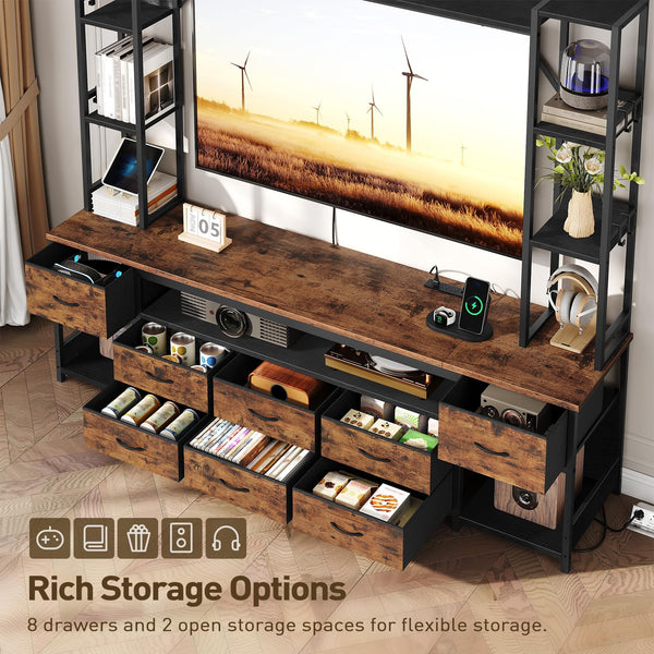 Large Entertainment Center with LED Lighting & Power Outlets