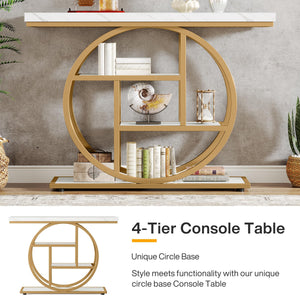 41.3" 4-Tier Console Table with Circle Base