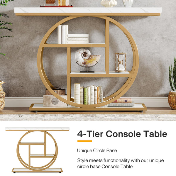 41.3" 4-Tier Console Table with Circle Base
