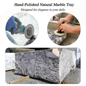 Natural Marble Decorative Tray with Fluted Edge