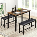 4-Person Dining Table Set with 2 Benches