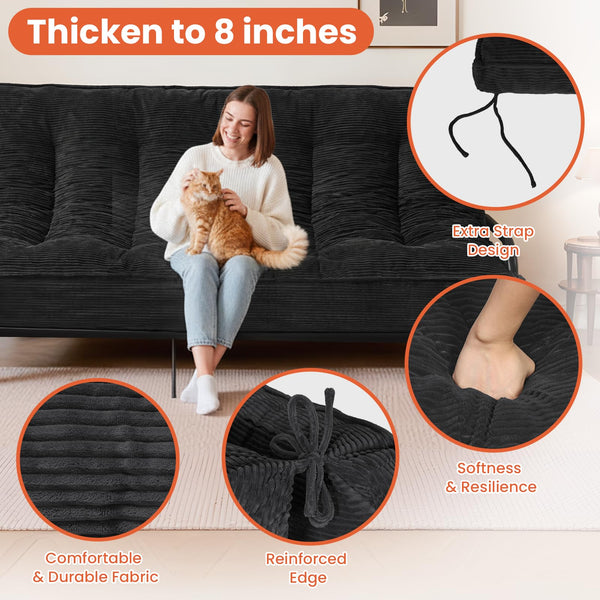 8" Futon Mattress | Roll-Up Floor Sofa Bed