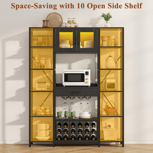 65" Industrial Bakers Rack with Power Outlet & LED Light