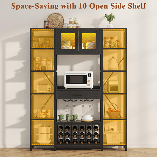 65" Industrial Bakers Rack with Power Outlet & LED Light