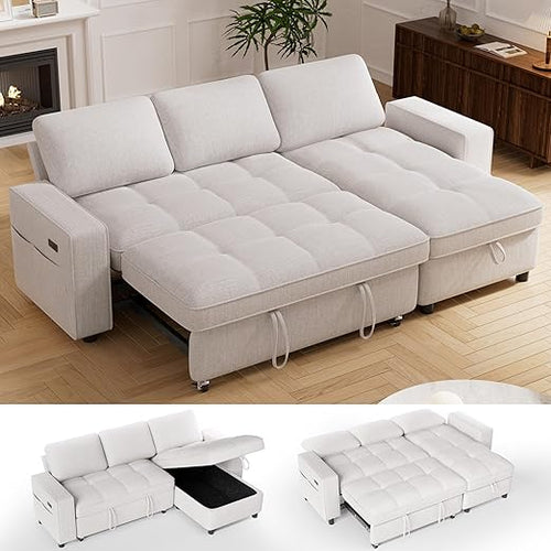 Sectional Sleeper Sofa with Pull-Out Bed & Storage Chaise