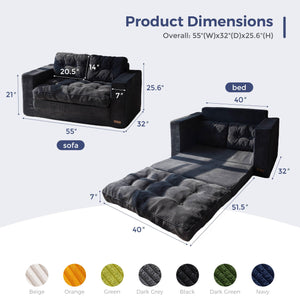 Convertible Sofa Bed – Pull-Out Loveseat Sleeper with Pillows