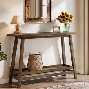 Farmhouse Console Table with Storage Shelf