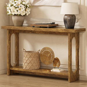 55" Farmhouse Console Table with Open Shelf