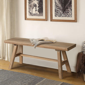 Rustic Solid Wood Farmhouse Bench – Indoor Dining & Entryway Seat