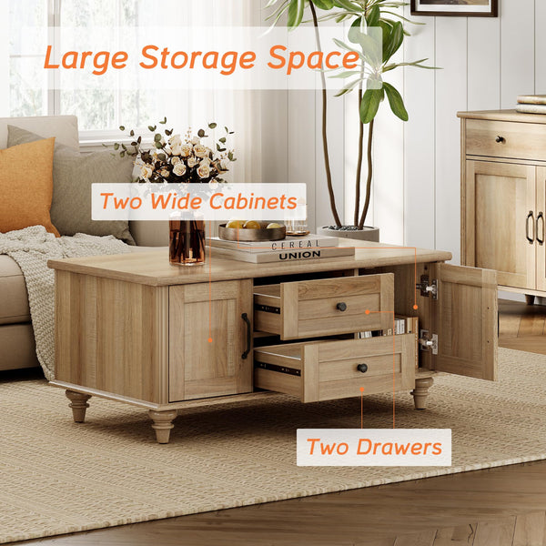 3-Piece Farmhouse Living Room Table Set with Charging Station