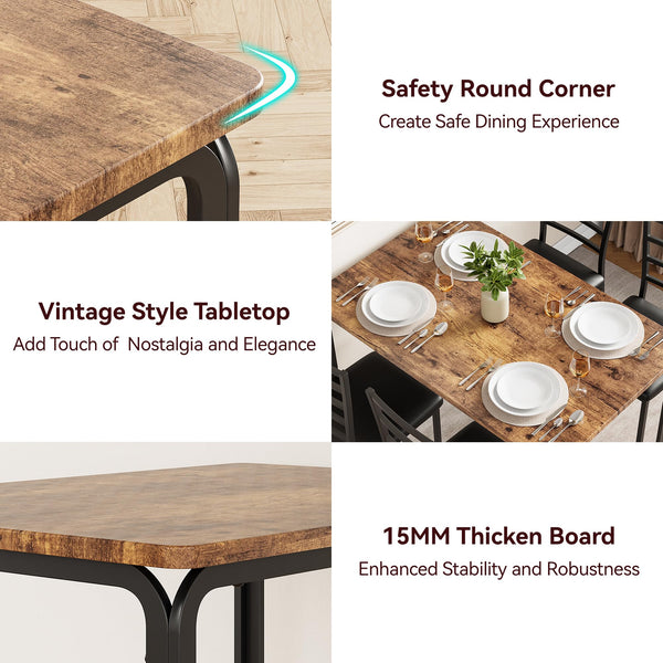 5-Piece Dining Table and Chair Set with Cushioned Chairs