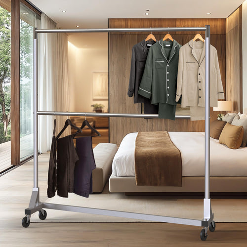 Z-Base Double Rod Garment Rack