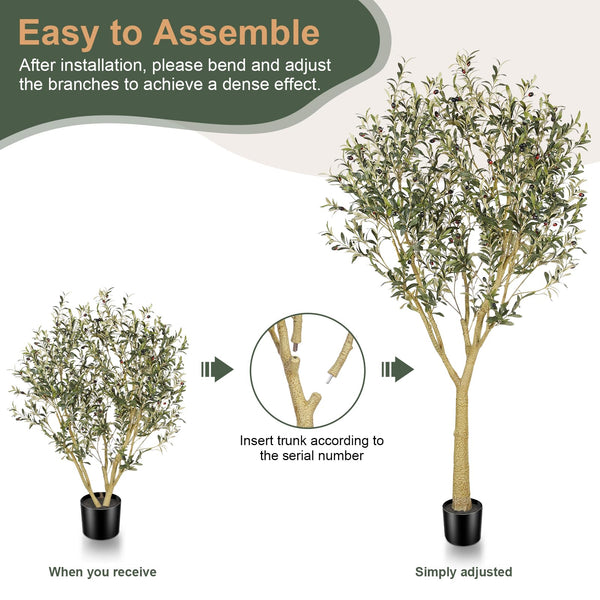 7ft & 8ft Artificial Olive Tree with Natural Wood Trunk