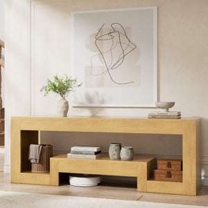 54" Wood TV Stand with LED Lights for 65 Inch TVs