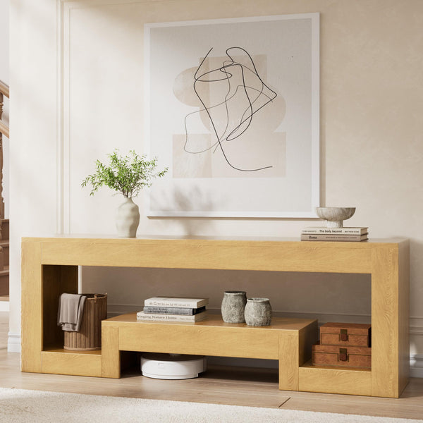 54" Wood TV Stand with LED Lights for 65 Inch TVs