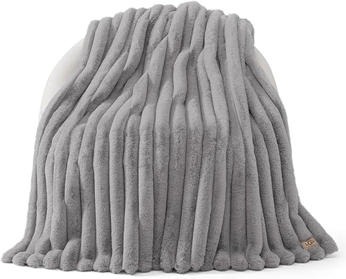 Faux Fur Throw Blanket – Reversible Plush Bubble Design, 50" x 70"
