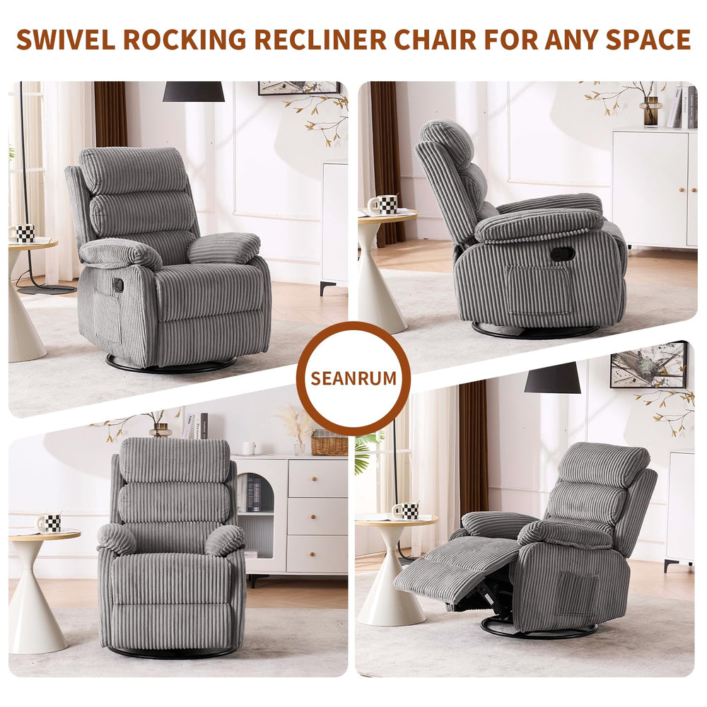 Velvet 360° Swivel Rocker Recliner Chair with Footrest